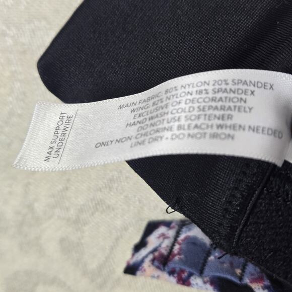 Livi Max Support Underwire Bra sz 40DD Black Blue Geo Print High Impact NEW - Picture 8 of 9